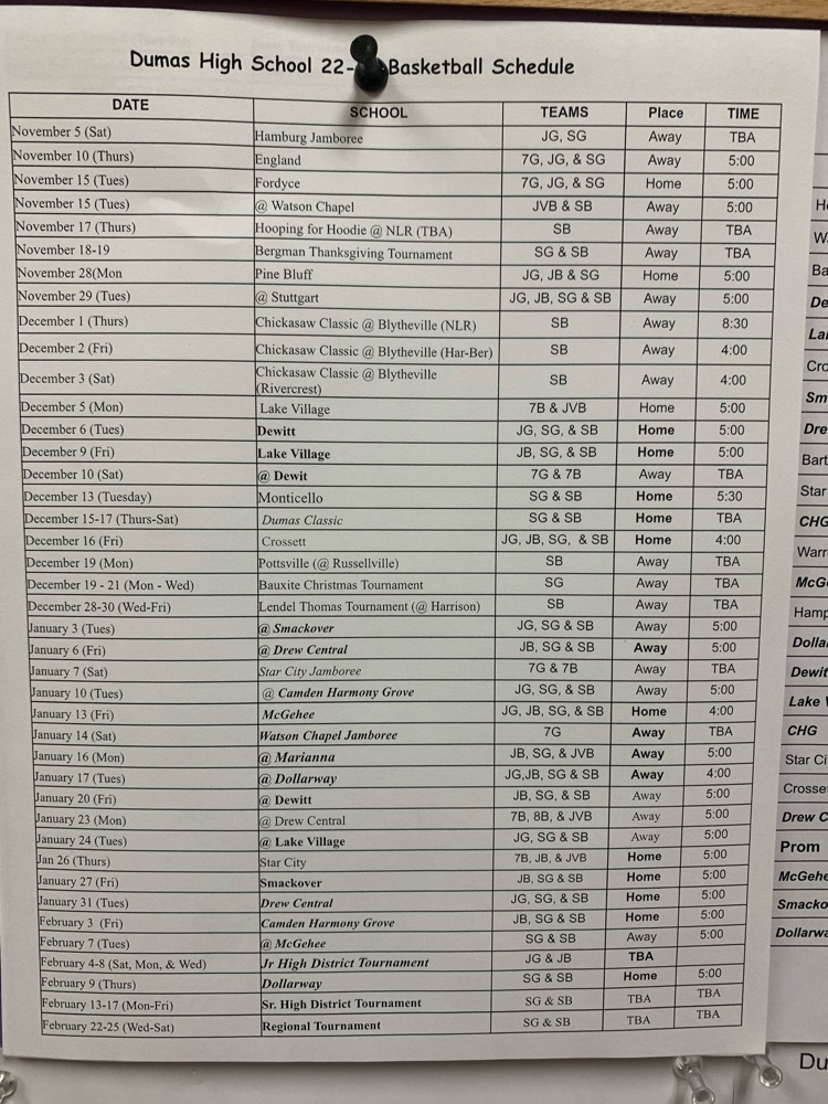 basketball schedule