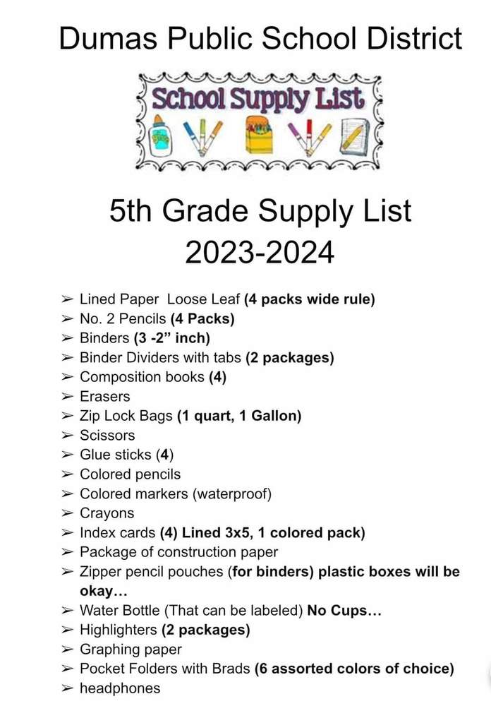 5th grade supply