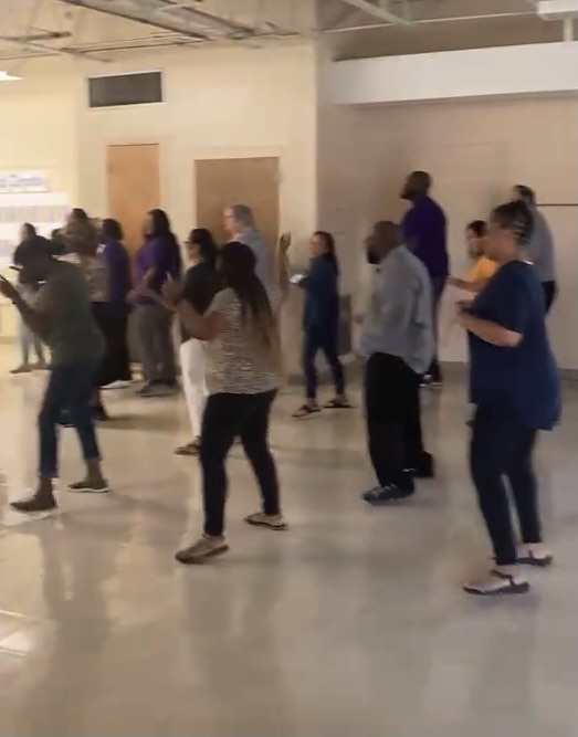 reed staff dancing during Pd