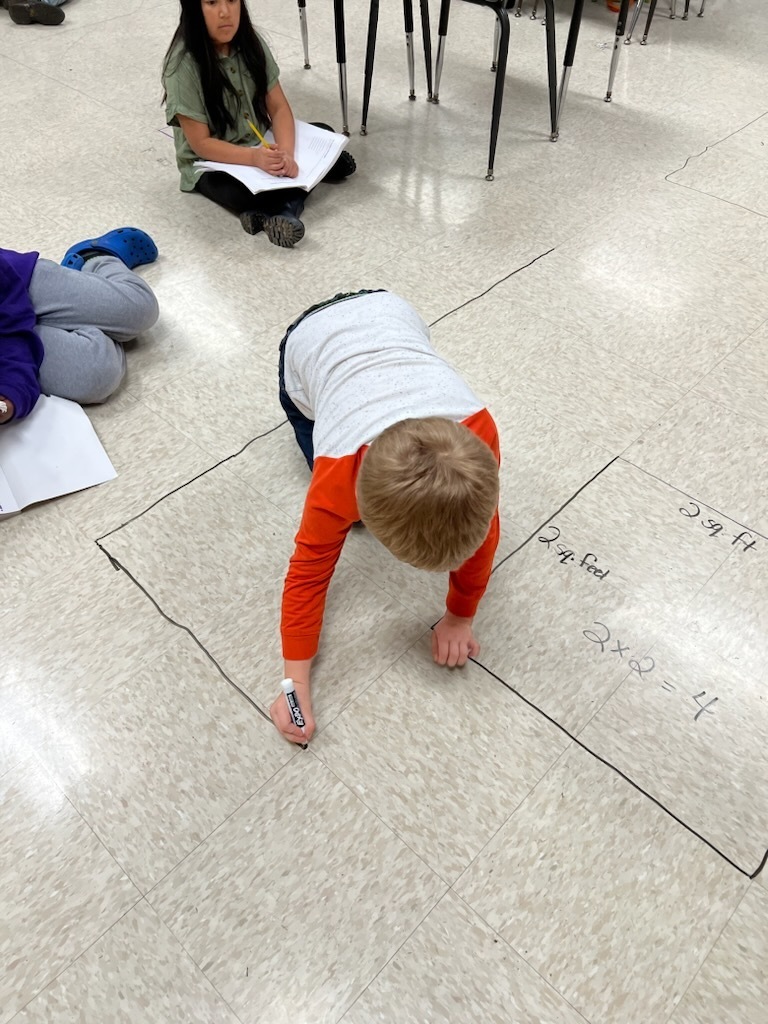 Mrs. Gillespie's class finding the area of rectangles