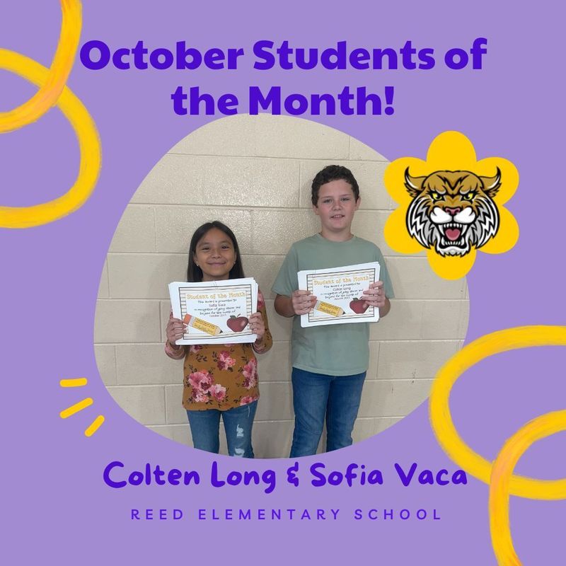 Students of the Month for September and October Reed Elementary